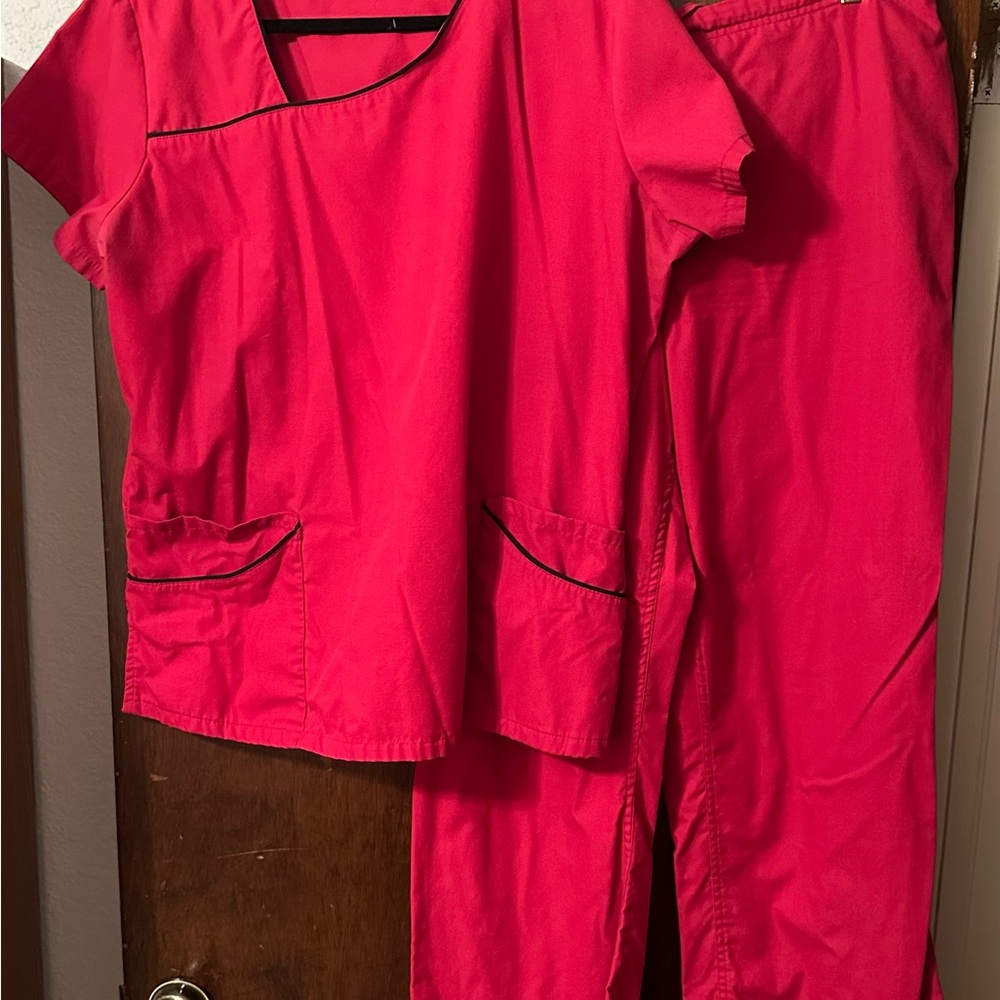 Uniform Advantage Women's Red Scrub Set with Black Trim